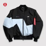 Hyundai Ma-1 Black And Light Blue Bomber Flight Jacket
