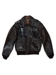 Jolly Roger Fighter Squadron A-2 Brown Leather Bomber Jacket