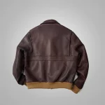 Men Brown Sheepskin Shearling B-3 Bomber Flying Aviator Leather Jacket