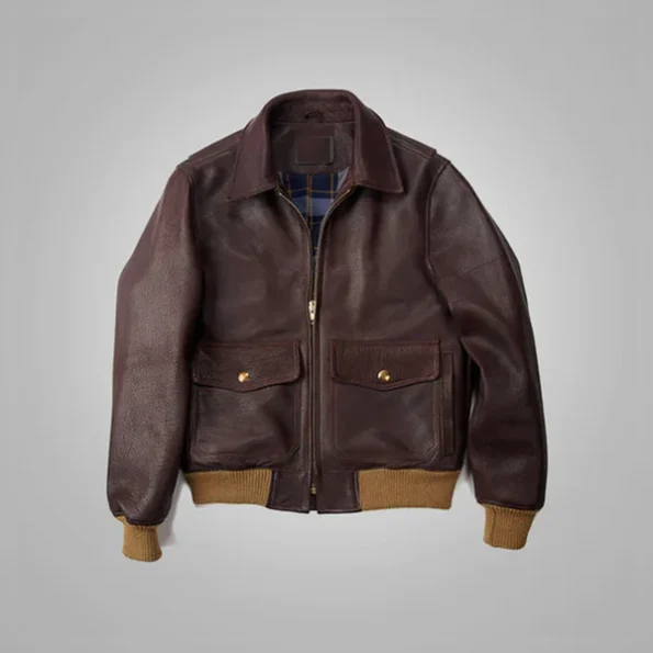 Men Brown Sheepskin Shearling B-3 Bomber Flying Aviator Leather Jacket