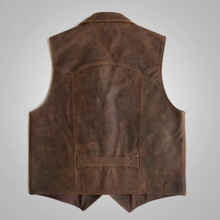 Men Lambskin Leather Brown Cowboy Vest.