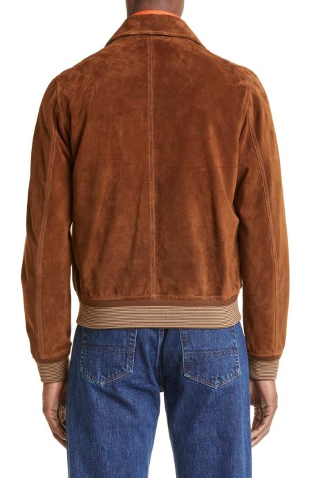 Men's A-2 Brown Suede Bomber Flight Jacket.