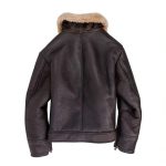 Men’s B-2 Sheepskin Leather Bomber Jacket With Fur Collar