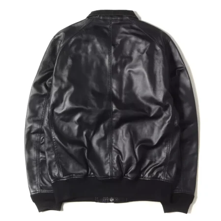 Men's Hysteric Glamour Mraid Twill A-2 Black Leather Jacket.