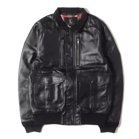 Men's Hysteric Glamour Mraid Twill A-2 Black Leather Jacket