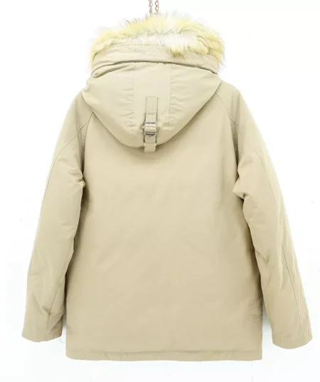 Military Snorkel Down Parka Beige Fur Jacket.