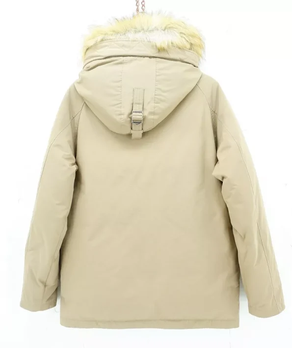 Military Snorkel Down Parka Beige Fur Jacket.