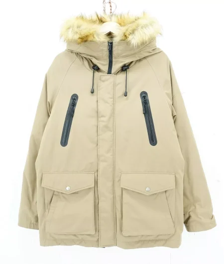 Military Snorkel Down Parka Beige Fur Jacket