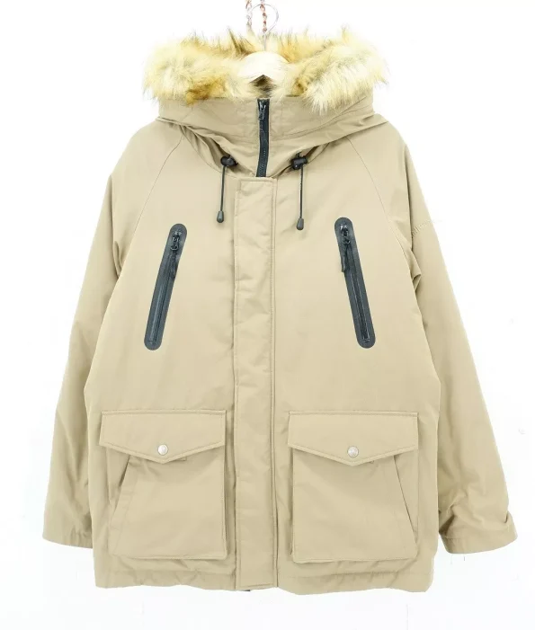 Military Snorkel Down Parka Beige Fur Jacket