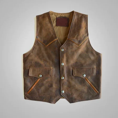 New Men Brown Cowboy Western Biker Leather Vest