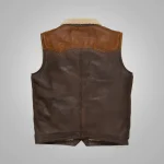 New Men Brown Sheepskin Shearling Fur Leather Vest