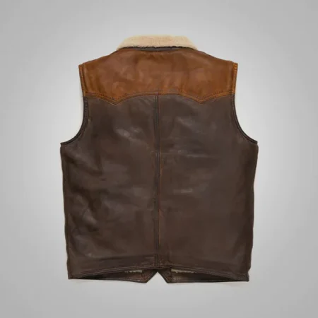 New Men Brown Sheepskin Shearling Fur Leather Vest.