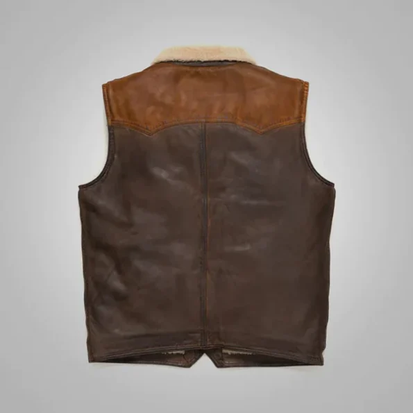 New Men Brown Sheepskin Shearling Fur Leather Vest.