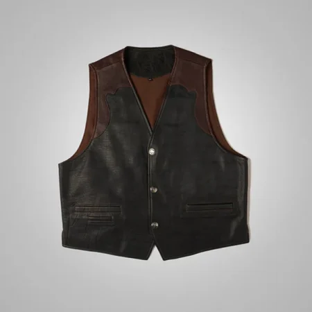 New Men Buffalo Black And Brown Leather Vest