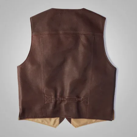 New Sheepskin Brown Multi Pocket Style Buckskin Leather Vest.