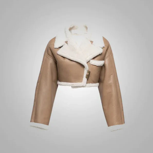 New Women B-3 Brown Pilot Aviator Flight Sheepskin Shearling Jacket