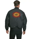 Pandemonium Ma-1 Bomber Red And Yellow Logo Embroidered Jacket
