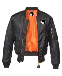 Perception Ma-1 Black Classic Logo Embroidered Flight Jacket