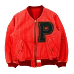 Pink House Ma-1 Red Cotton Quilting Patch Flight Bomber Jacket