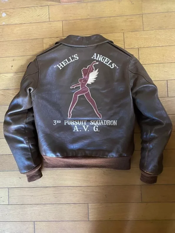Real McCoys A-2 Hells Angels Brown Leather Flight Jacket.