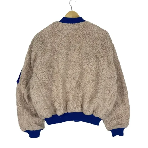 Rodeo Crowns Deep Pile Ma-1 Cream Fleece Jacket.