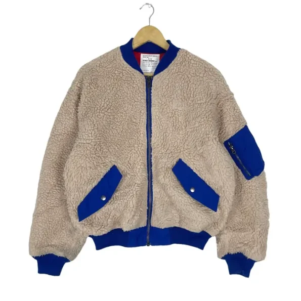 Rodeo Crowns Deep Pile Ma-1 Cream Fleece Jacket