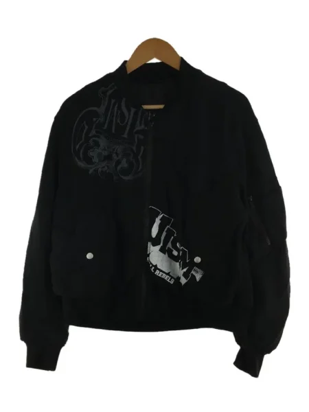 SS22 Patchwork Logo Reversible MA-1 Black Military Jacket