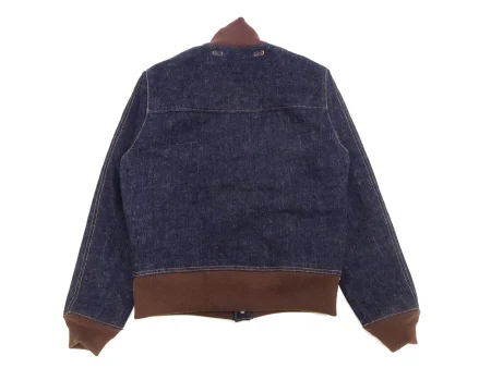 Samurai Jeans A-2 Navy Blue Denim Bomber Jacket.