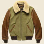 Schott B-15 Olive And Brown Wool And Leather Jacket