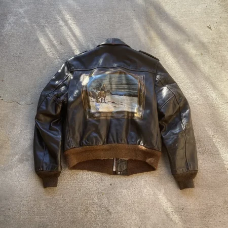 Schott Rare A-2 Vintage Brown Leather Hand Painted Jacket