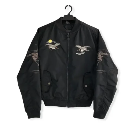 Sukajan Embroidered Ma-1 Black Bomber Jacket.