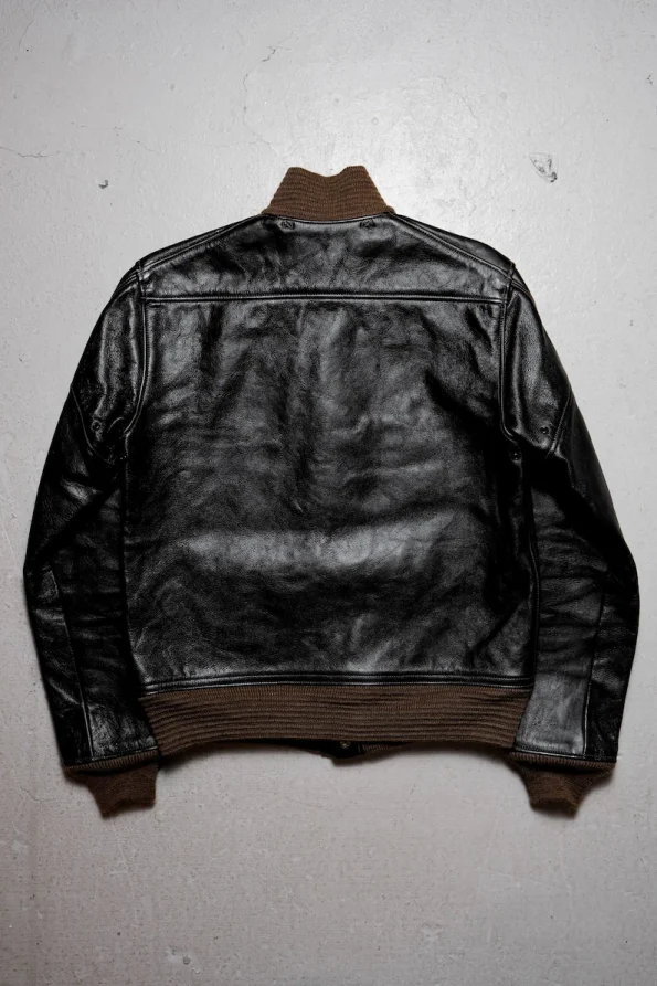 The Real McCoy's A-1 Flight Black Leather Jacket - Seal Brown.