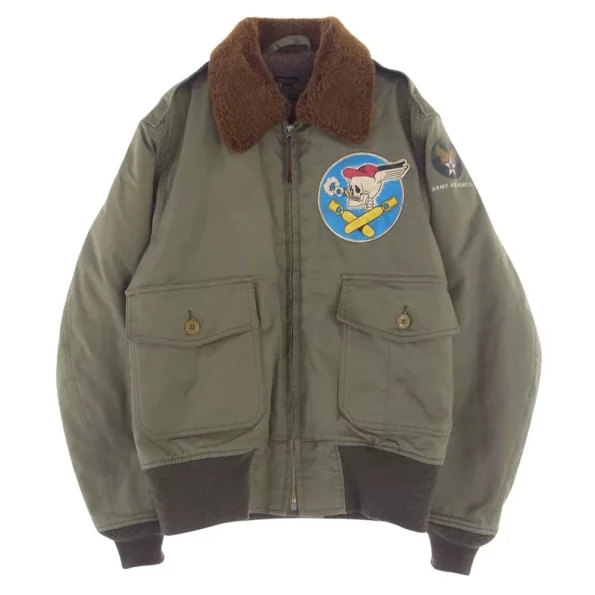 The Real McCoy's B-10 Boa Lining Skull Patchwork Flight Jacket