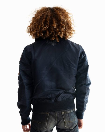 Top Gun B-15 Navy Blue Flight Bomber Jacket With Patches.