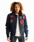Top Gun B-15 Navy Blue Flight Bomber Jacket With Patches