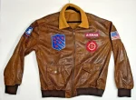 Top Gun Maverick Airman Brown Faux Leather Bomber Jacket