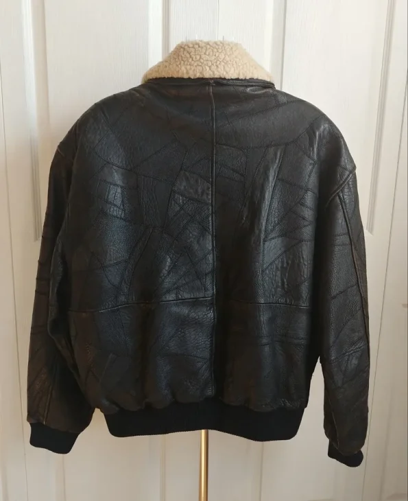 Top Gun Maverick Glen Wood Black Leather Aviator Bomber Flight Jacket.