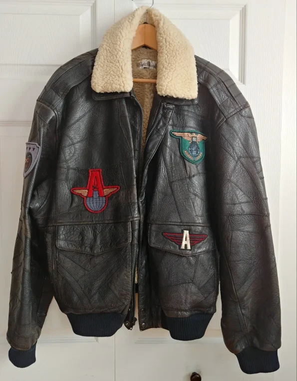 Top Gun Maverick Glen Wood Black Leather Aviator Bomber Flight Jacket