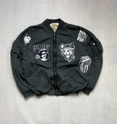 Understar Punk Kiss Rock Ma-1 Black Bomber Flyers Jacket.