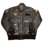 Us Wings Brown Leather Hand Painted A-2 Flight Jacket