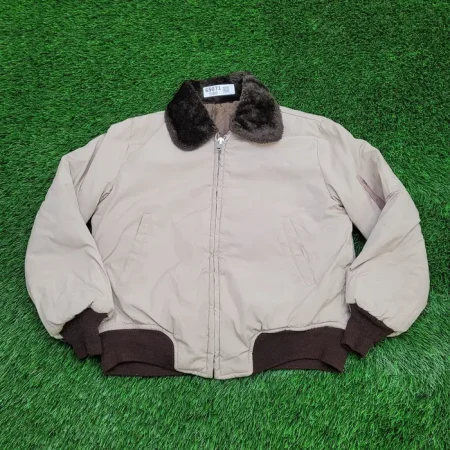 Vintage 80s B-15 Beige Bomber Jacket.
