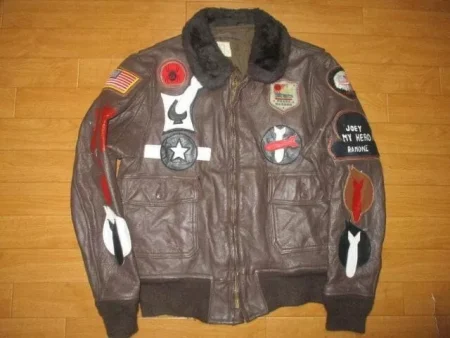 Vintage Brill Bros. G-1 Flight Brown Leather Jacket.