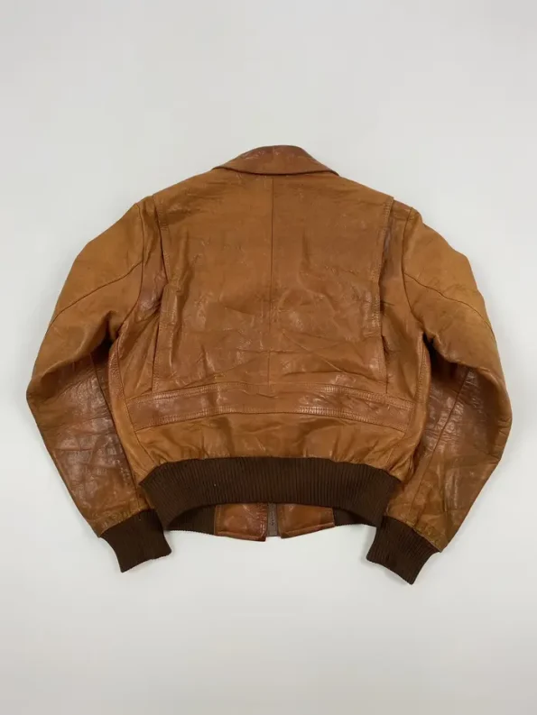 Vintage Distressed A-2 Flyers Light Brown Leather Jacket.