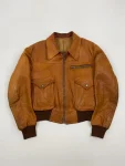 Vintage Distressed A-2 Flyers Light Brown Leather Jacket