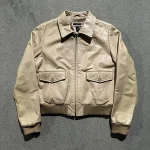 Vintage Gap A-2 Beige Leather Bomber Flight Jacket