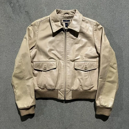 Vintage Gap A-2 Beige Leather Bomber Flight Jacket
