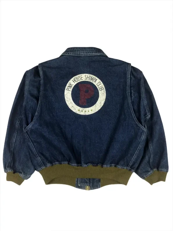 Vintage Karl Helmut Pink House Ma-1 Denim Bomber Jacket.