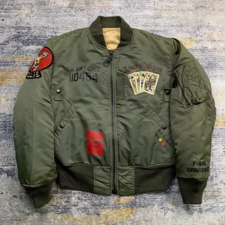 Vintage Rare Avirex Four Queens Ma-1 Bomber Jacket