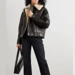 Women RAF B-3 Black Sheepskin Shearling Leather Jacket