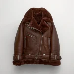Women RAF B-3 Sheepskin Leather Shearling Aviator Brown Jacket